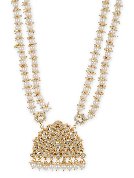 White Brass Gold-Polished Necklace - Ruby Raang | Swadesiicart