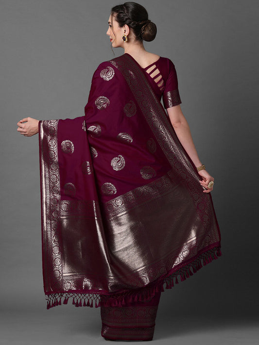 Mitera Ethnic Motifs Woven Design Zari Banarasi Saree | Swadesiicart