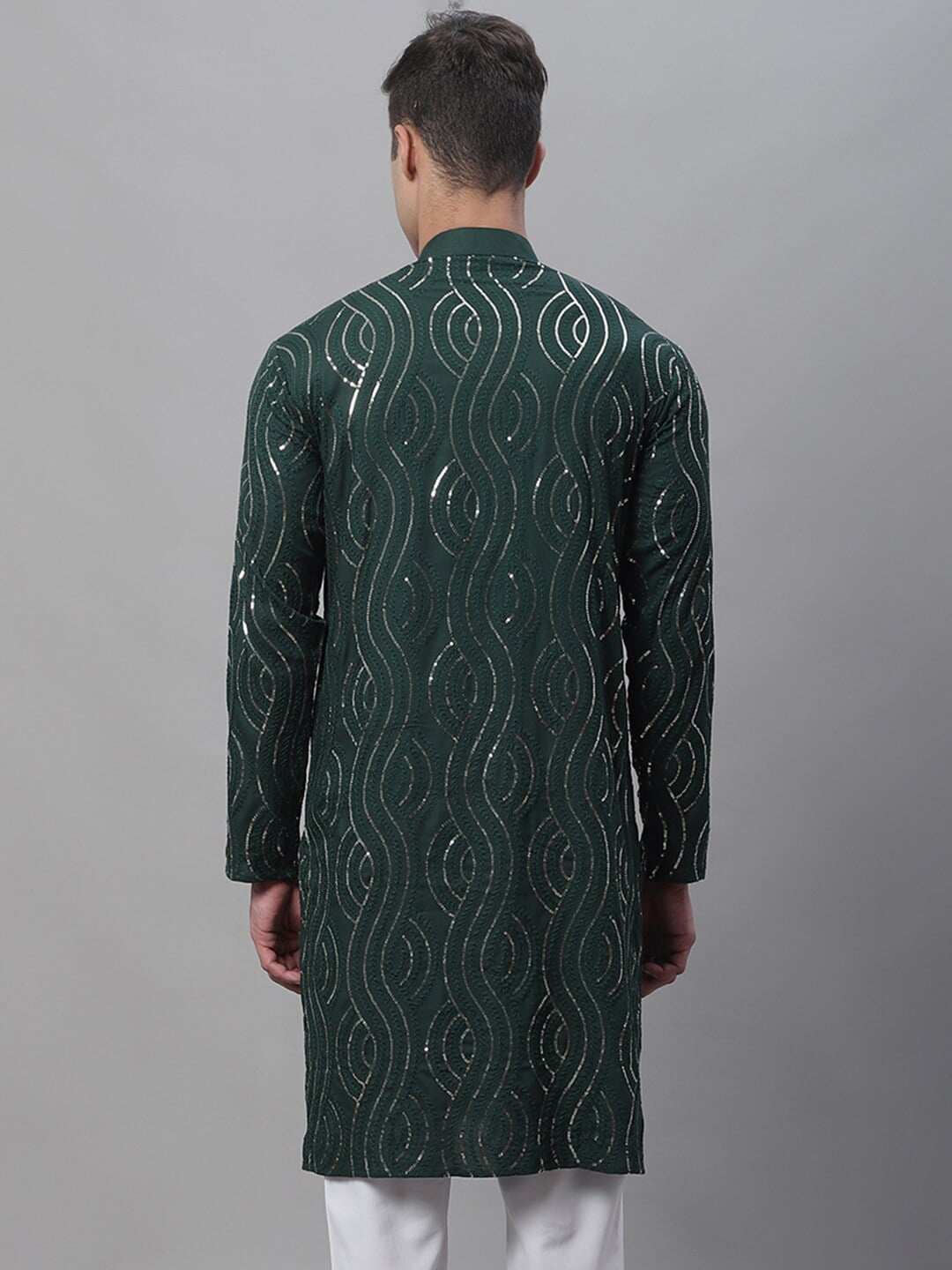 Sojanya Band Collar Sequined Pure Cotton Kurta | Swadesiicart