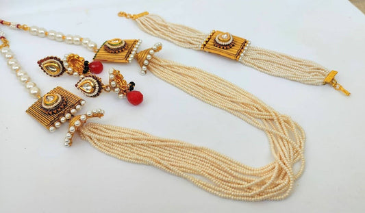 White Seed Beads Necklace Set - Mokshi Collections