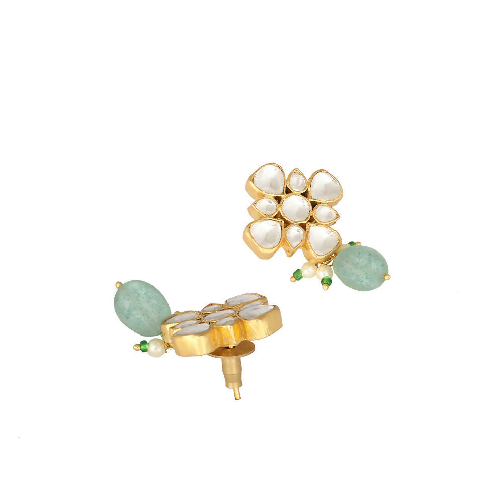 Nuyug 22K Gold Plated Kundan Paradise Green Studs | Swadesiicart