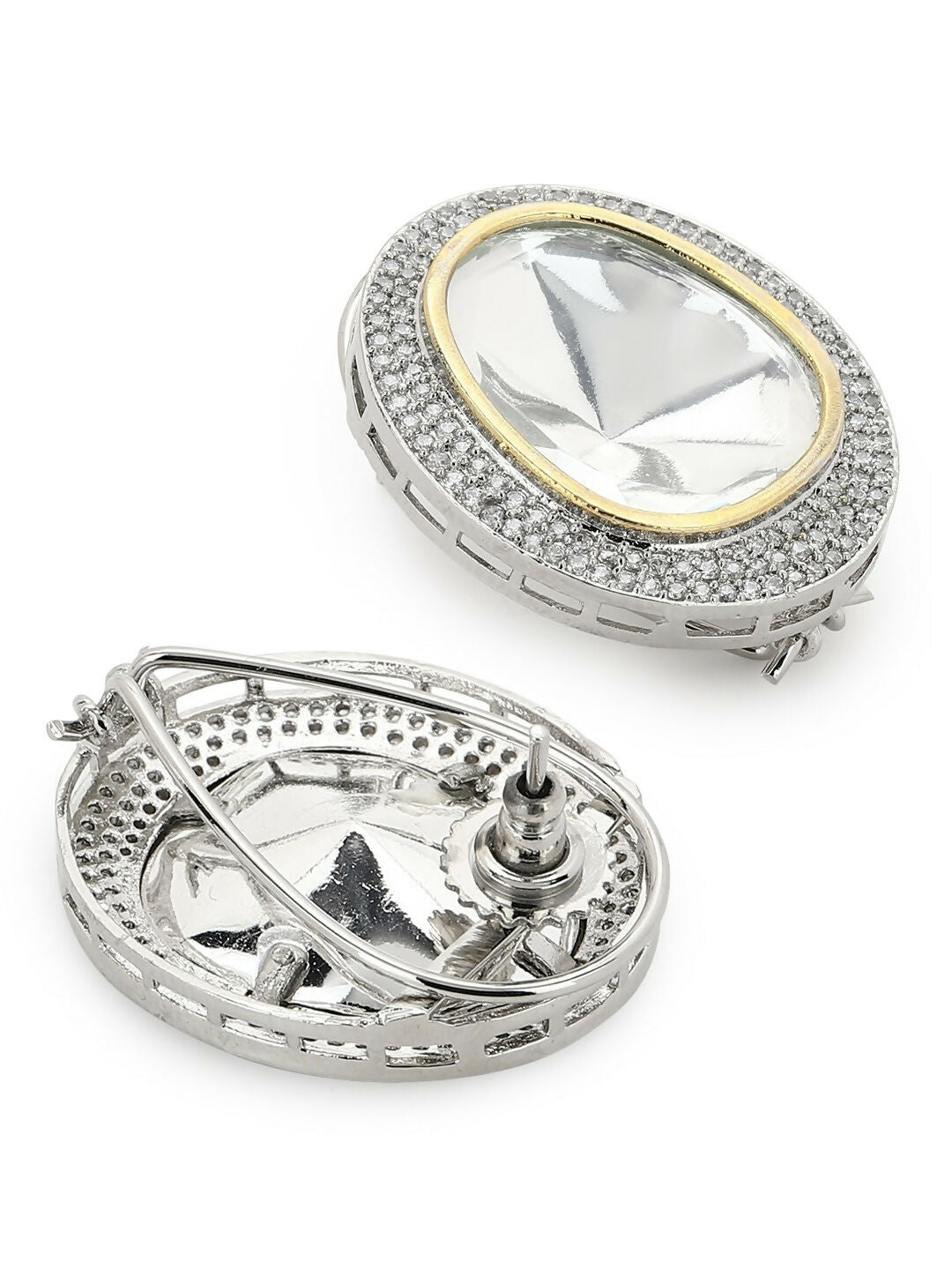Diamond & Semi Precious Stone Oversized Studs- Ruby Raang | Swadesiicart