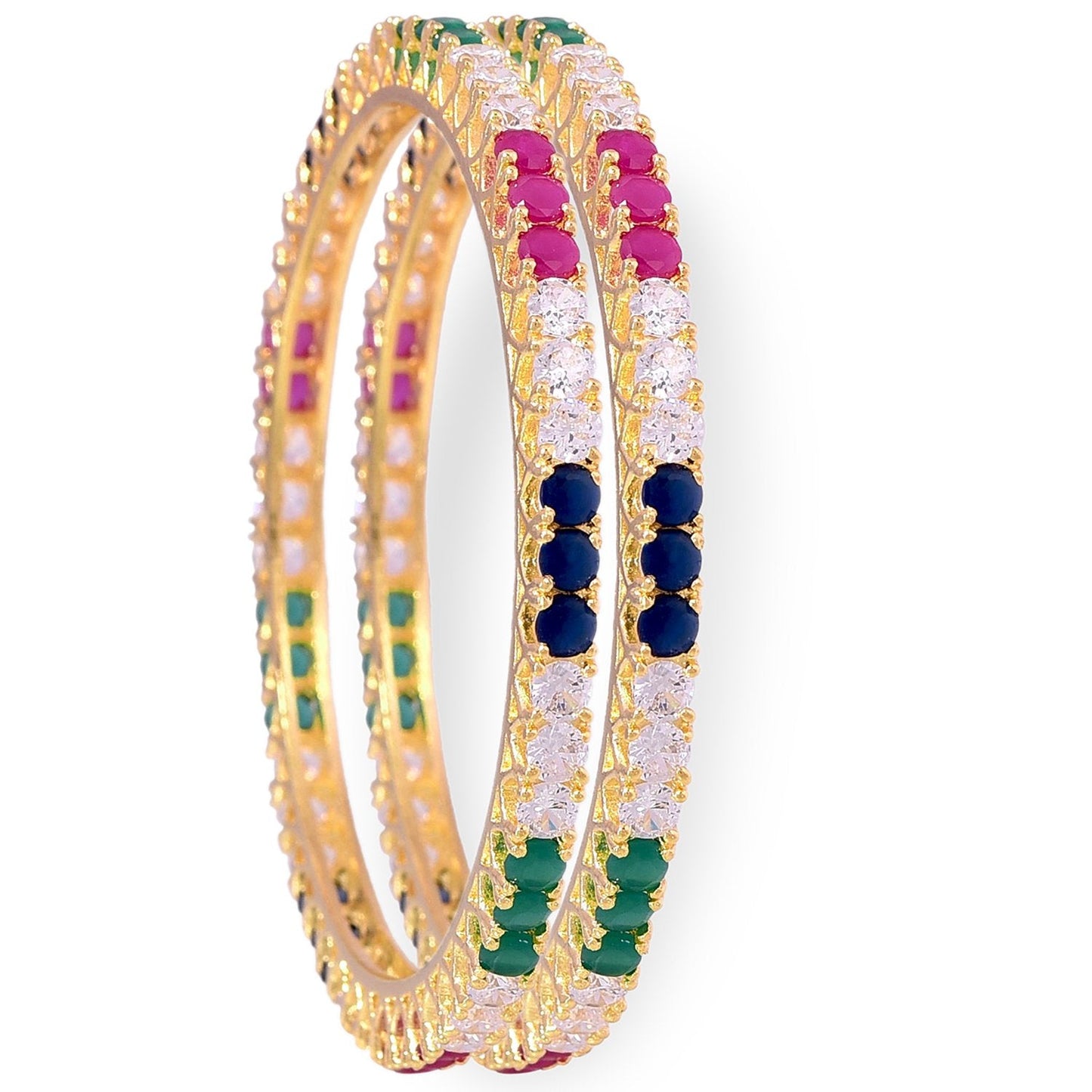 Gold-Polished Alloy Set Of 2 Multicolou Ad Bangles - The Pari - Swadesiicart