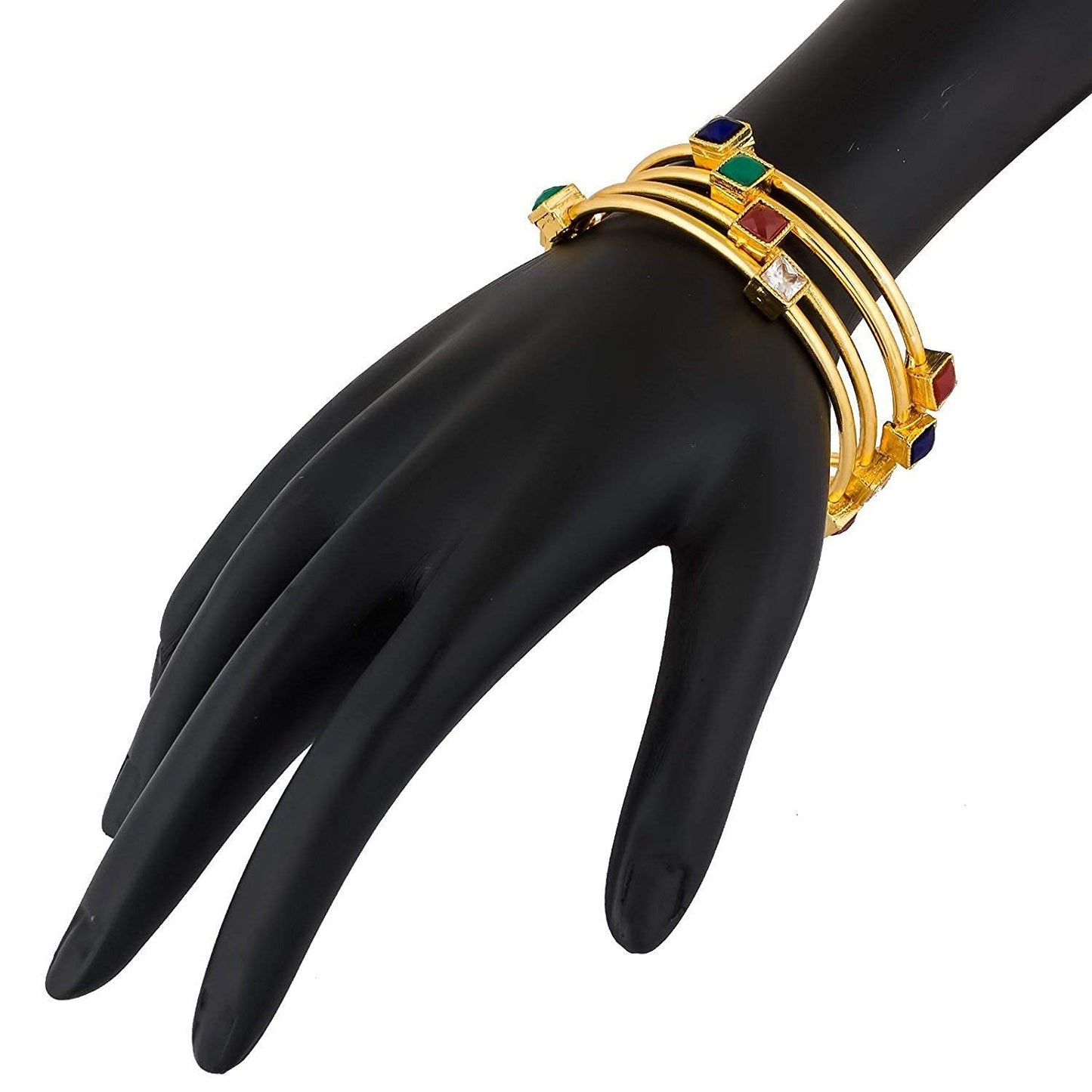 Gold-Polished Alloy Multicolor Bangle Set - The Pari - Swadesiicart