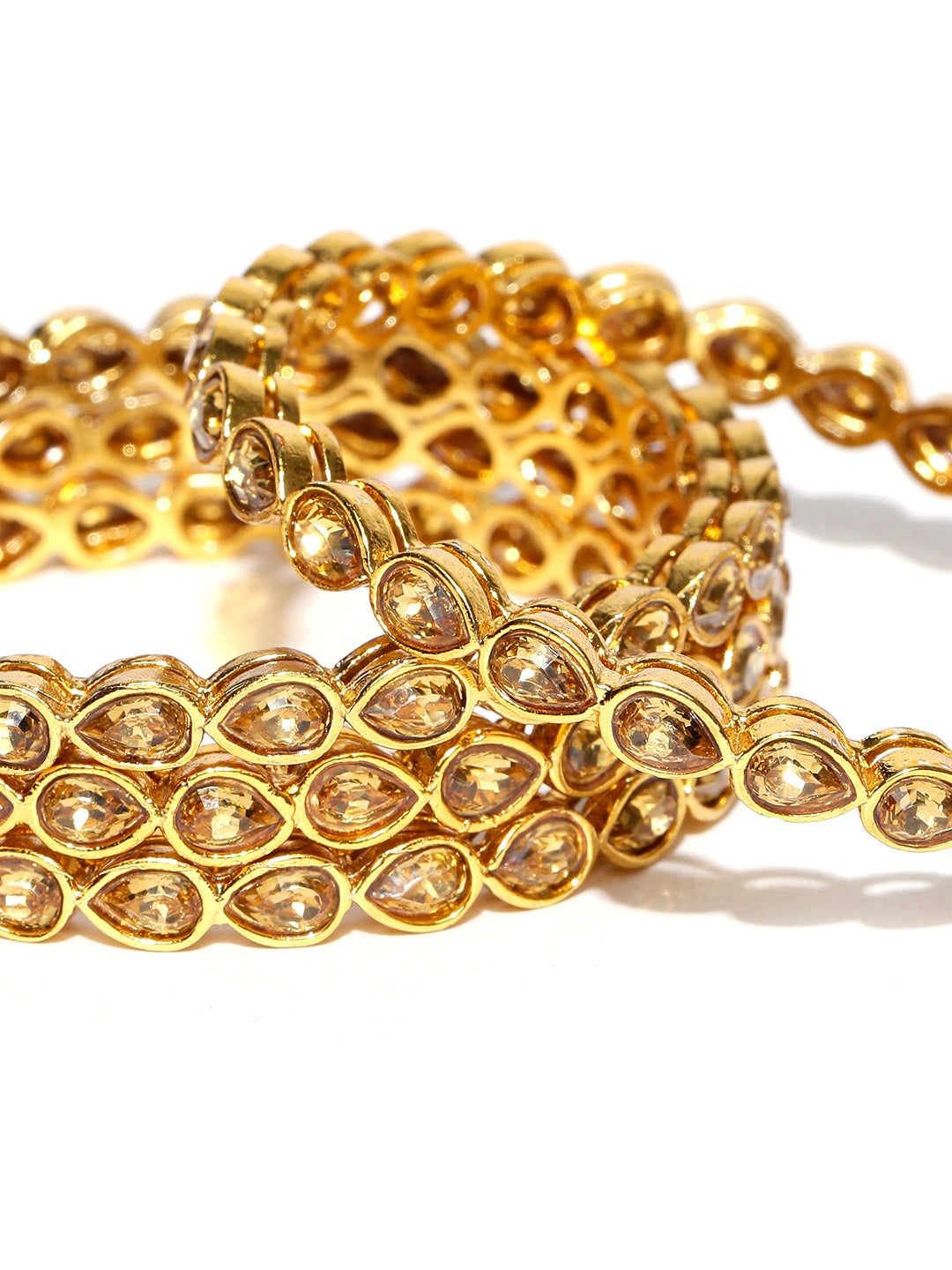 Gold-Polished Alloy Golden Colour Kundan Bangle - The Pari - Swadesiicart
