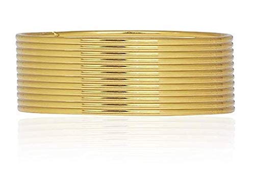 Gold-Polished Alloy Set Of 12 Gold Metal Bangles - The Pari - Swadesiicart