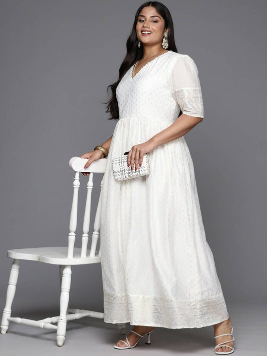 Ahalyaa Women's Traditional wear Ethnic Dress - Off White | Swadesiicart