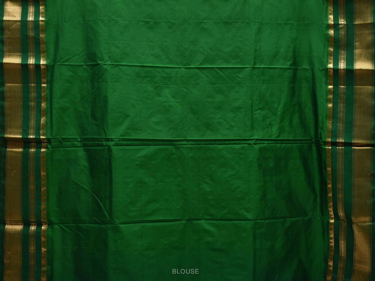 Blue and Green Gadwal Silk Handloom Saree with Checks Design - Global Threads | Swadesiicart