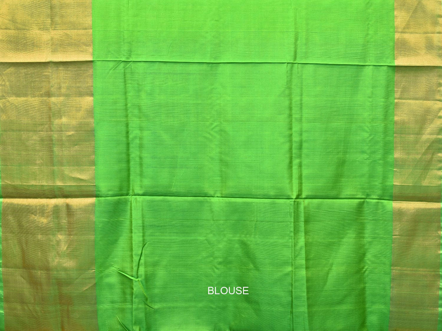 Blue and Green Uppada Silk Handloom Plain Saree with Big Border Design - Global Threads | Swadesiicart