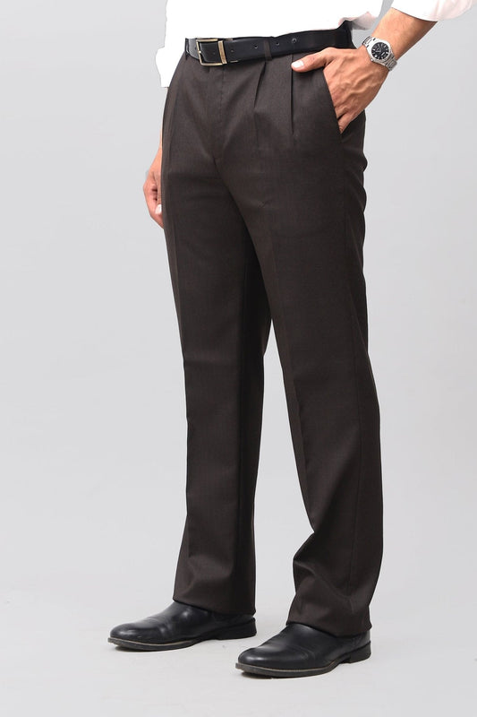 Bluebird Luxe Dark Chocolate Pleated Trouser | Swadesiicart