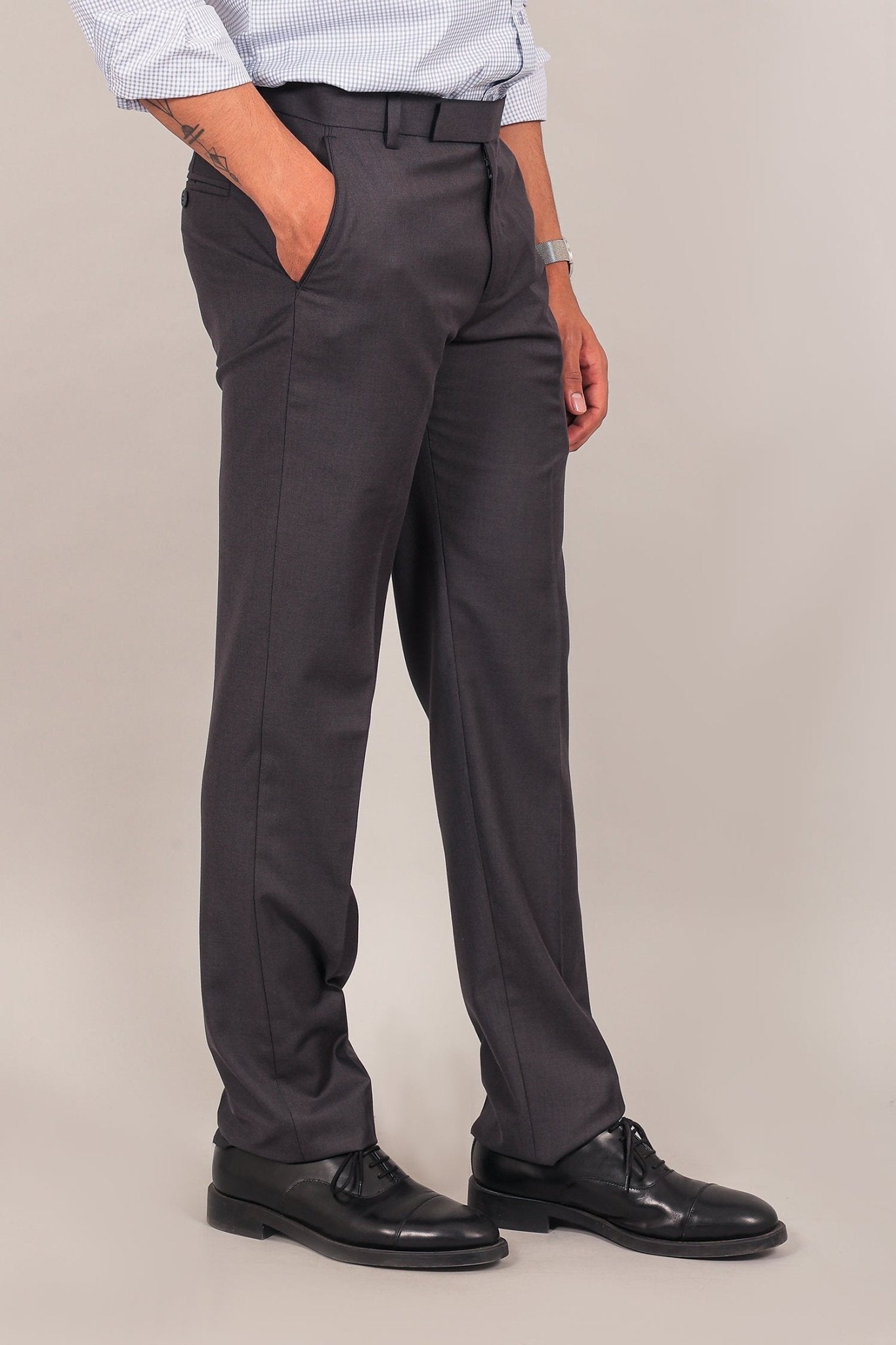 Bluebird men's ash black formal trouser | Swadesiicart