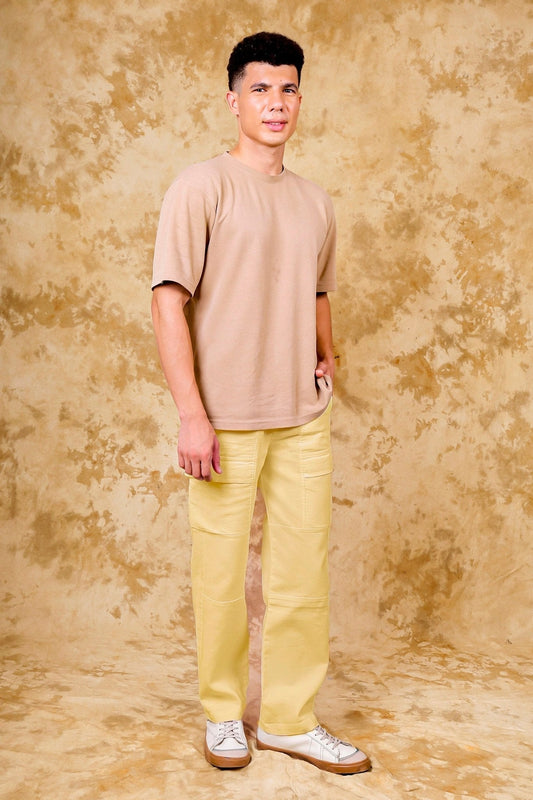 Bluebird Men's Cotton Cargo Pants Loose Fit Beige | Swadesiicart