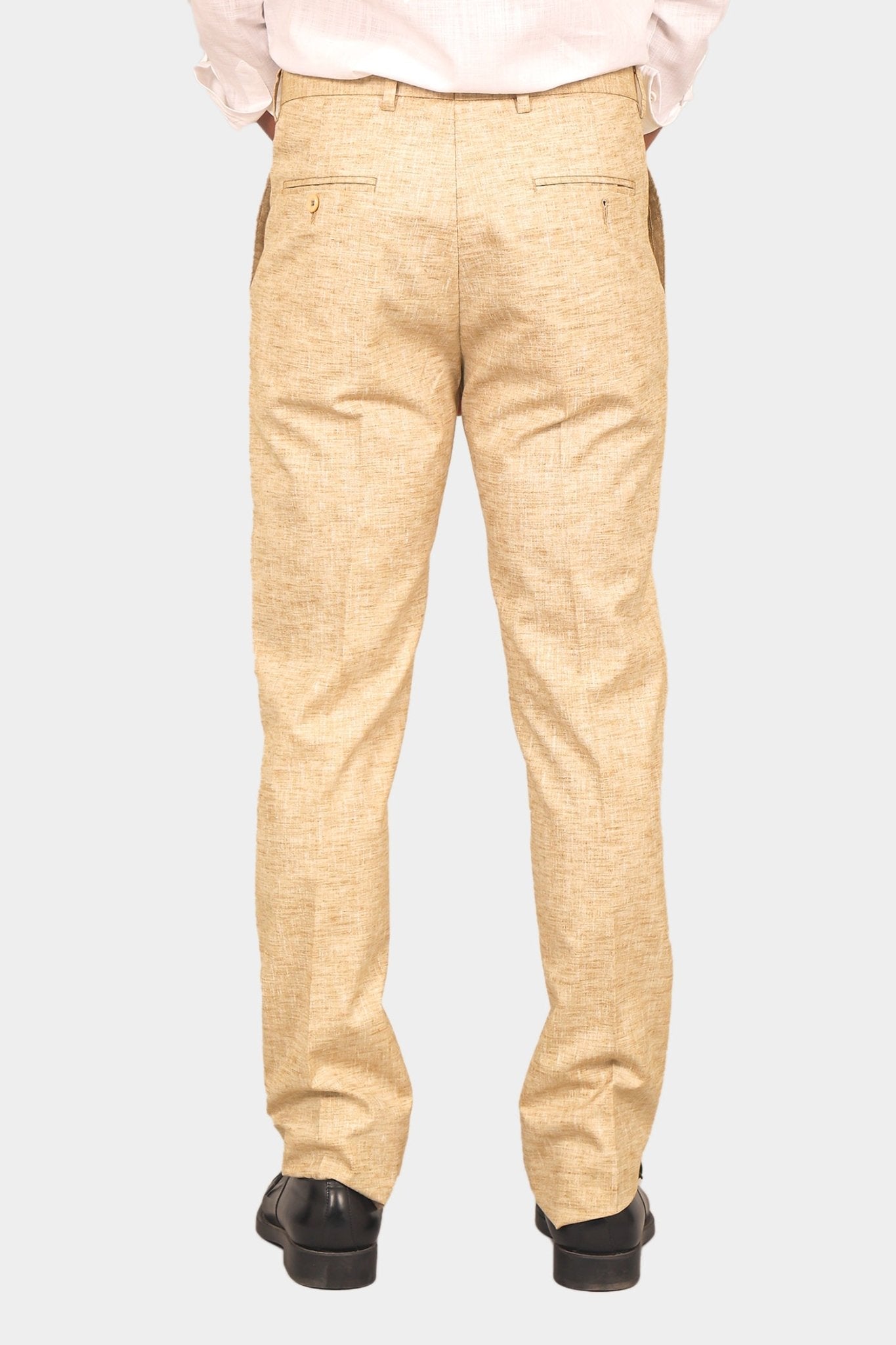 Bluebird Men's Cream Linen Formal Trouser | Swadesiicart