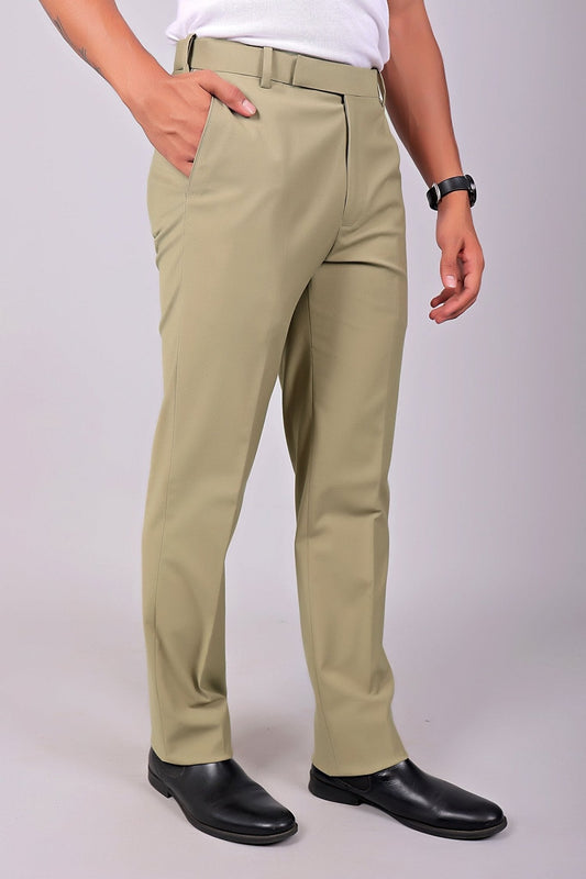 Bluebird Men's Ecru Stretch Band Trousers | Swadesiicart