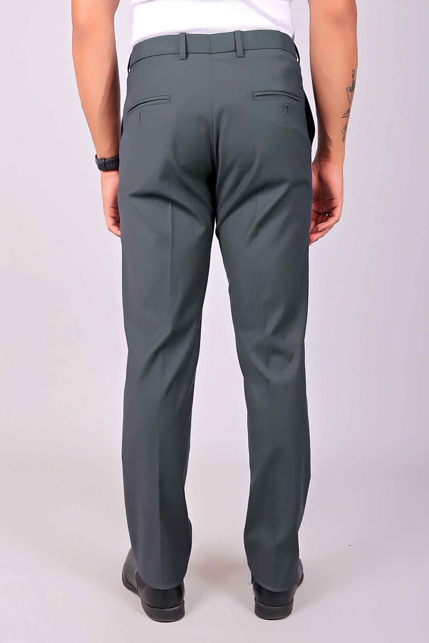 Bluebird Men's Iron Grey Stretch Band Trousers | Swadesiicart