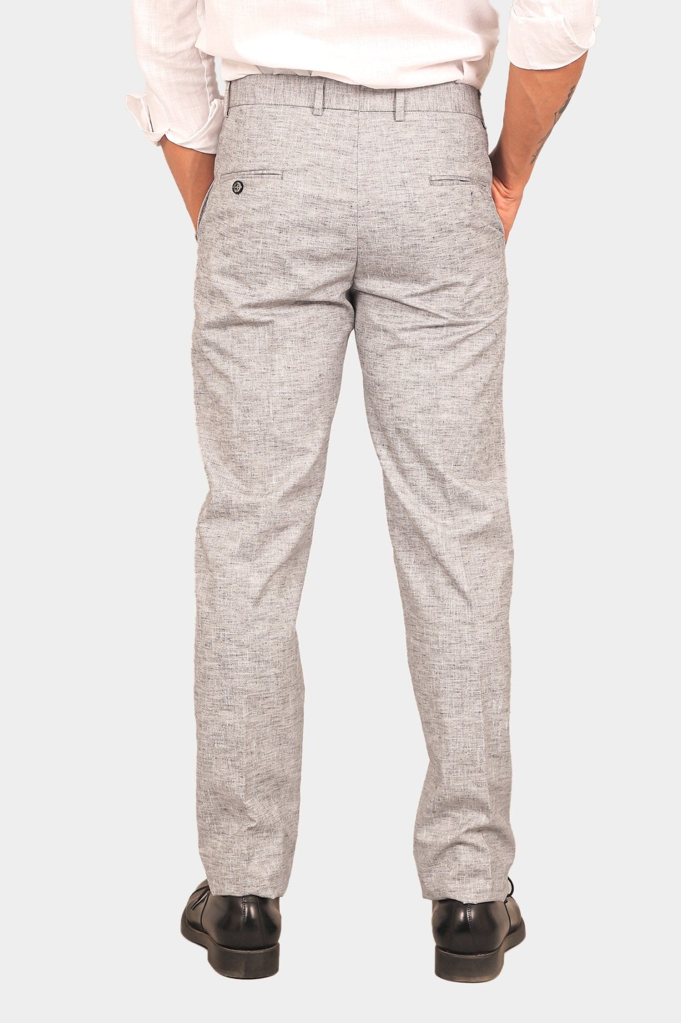 Bluebird Men's Light Black Linen Formal Trouser | Swadesiicart