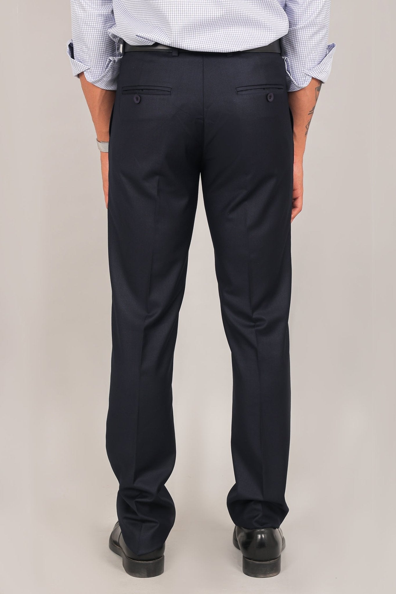 Bluebird Men's Navy Blue Formal Trouser | Swadesiicart