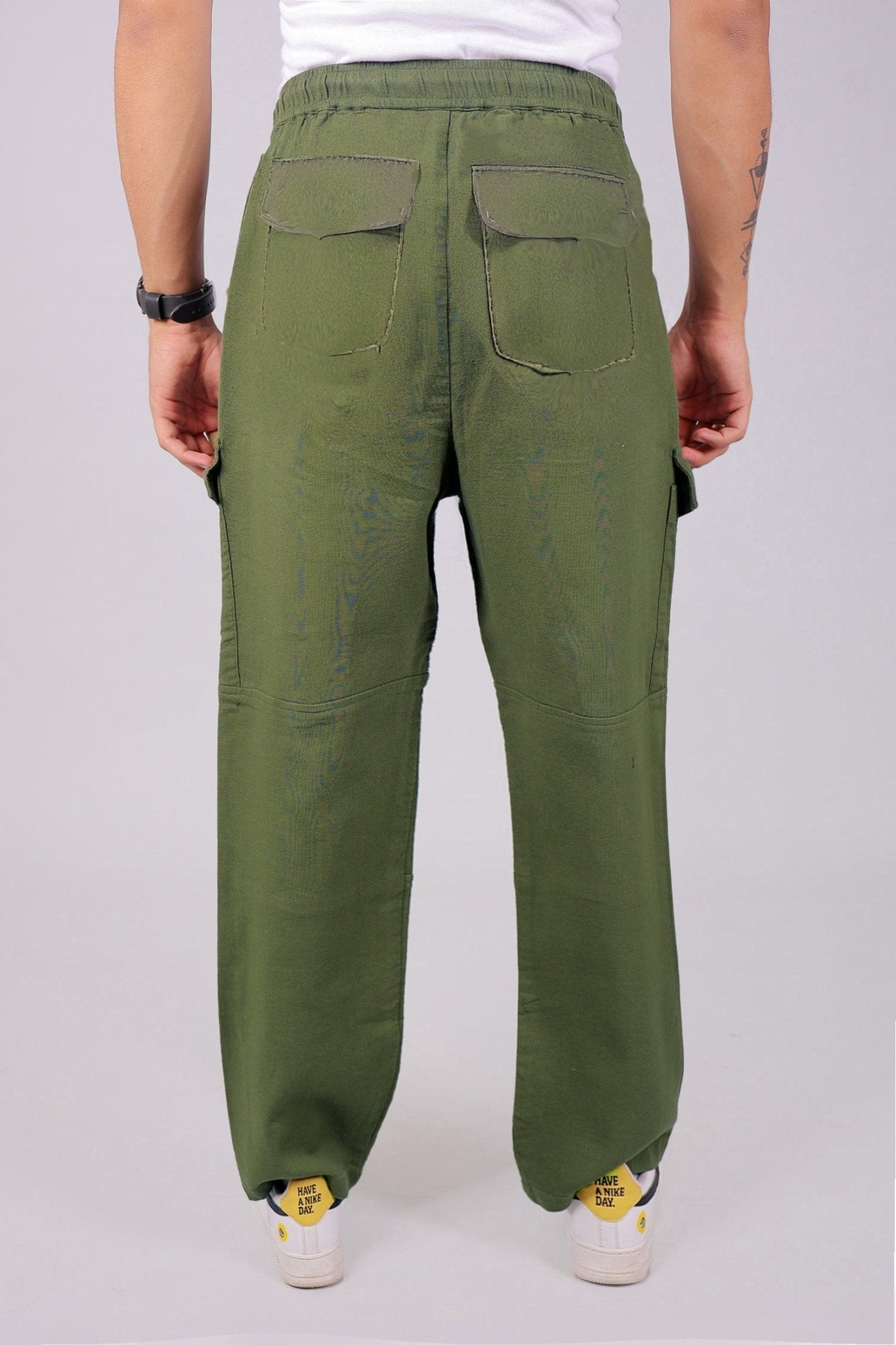 Bluebird Men's Slim Fit Cotton Cargo Pant Green | Swadesiicart