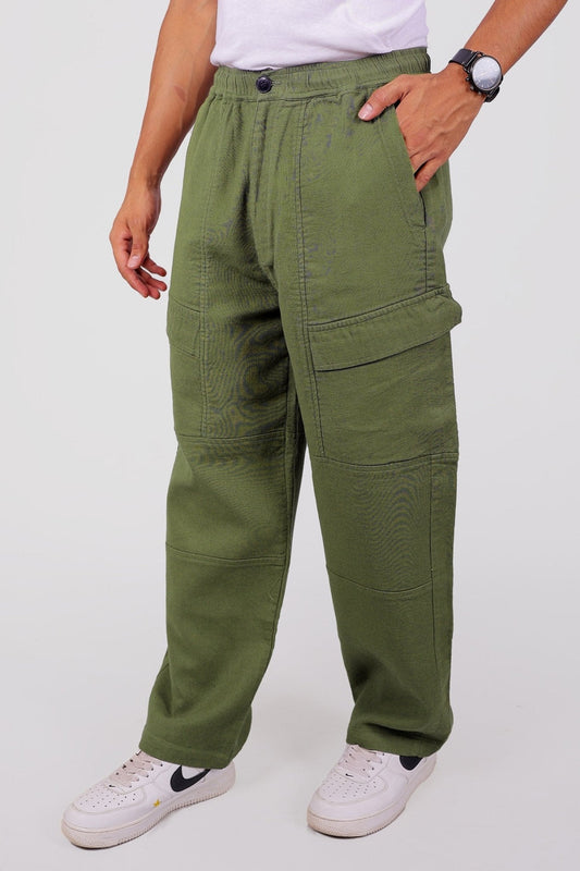 Bluebird Men's Slim Fit Cotton Cargo Pant Green | Swadesiicart