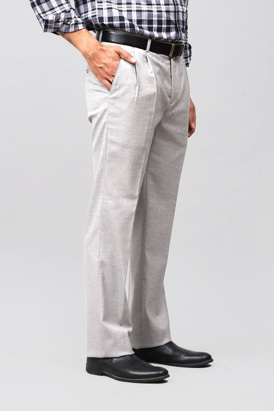Bluebird Modern Light Grey Pleated Trouser | Swadesiicart