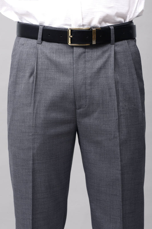 Bluebird Sophisticated Dark Grey Pleated Trouser | Swadesiicart