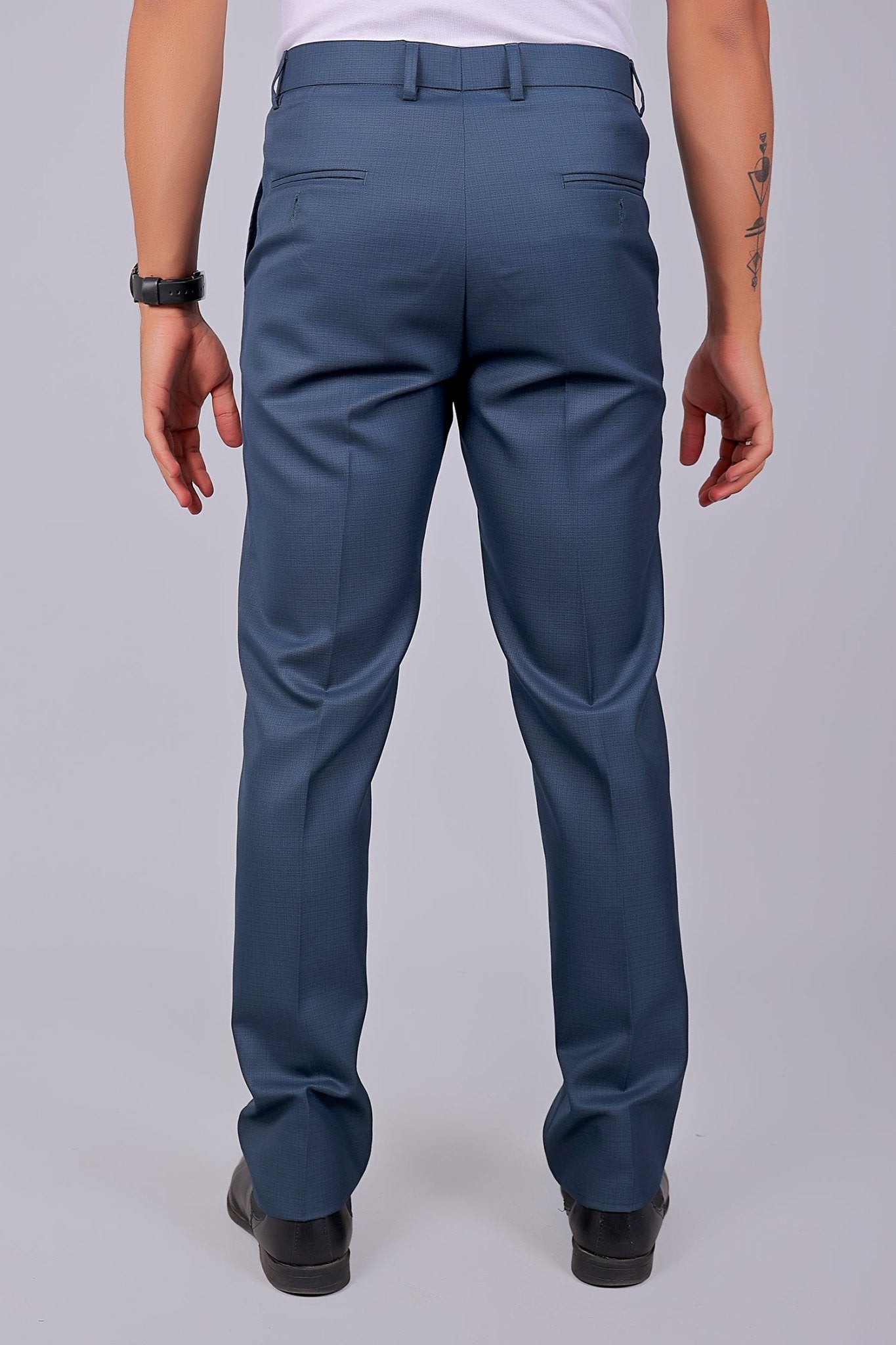 Bluebird Tailored Fit Marengo Blue Trouser | Swadesiicart