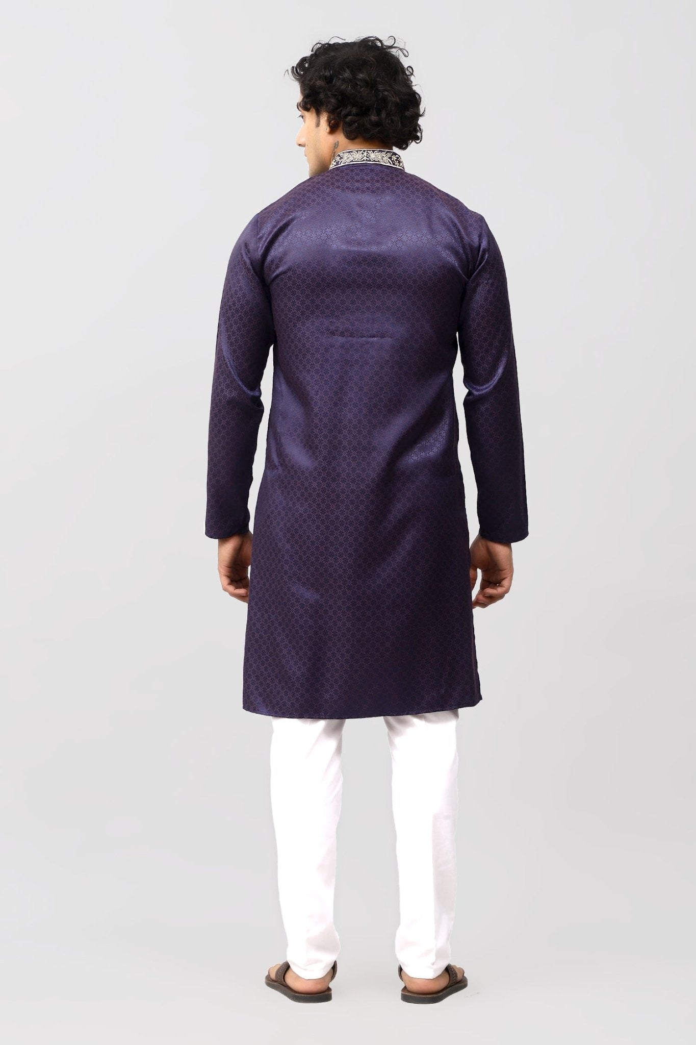 Bluesaanchi Zari Embroidered Kurta Set for Men Purple Color | Swadesiicart