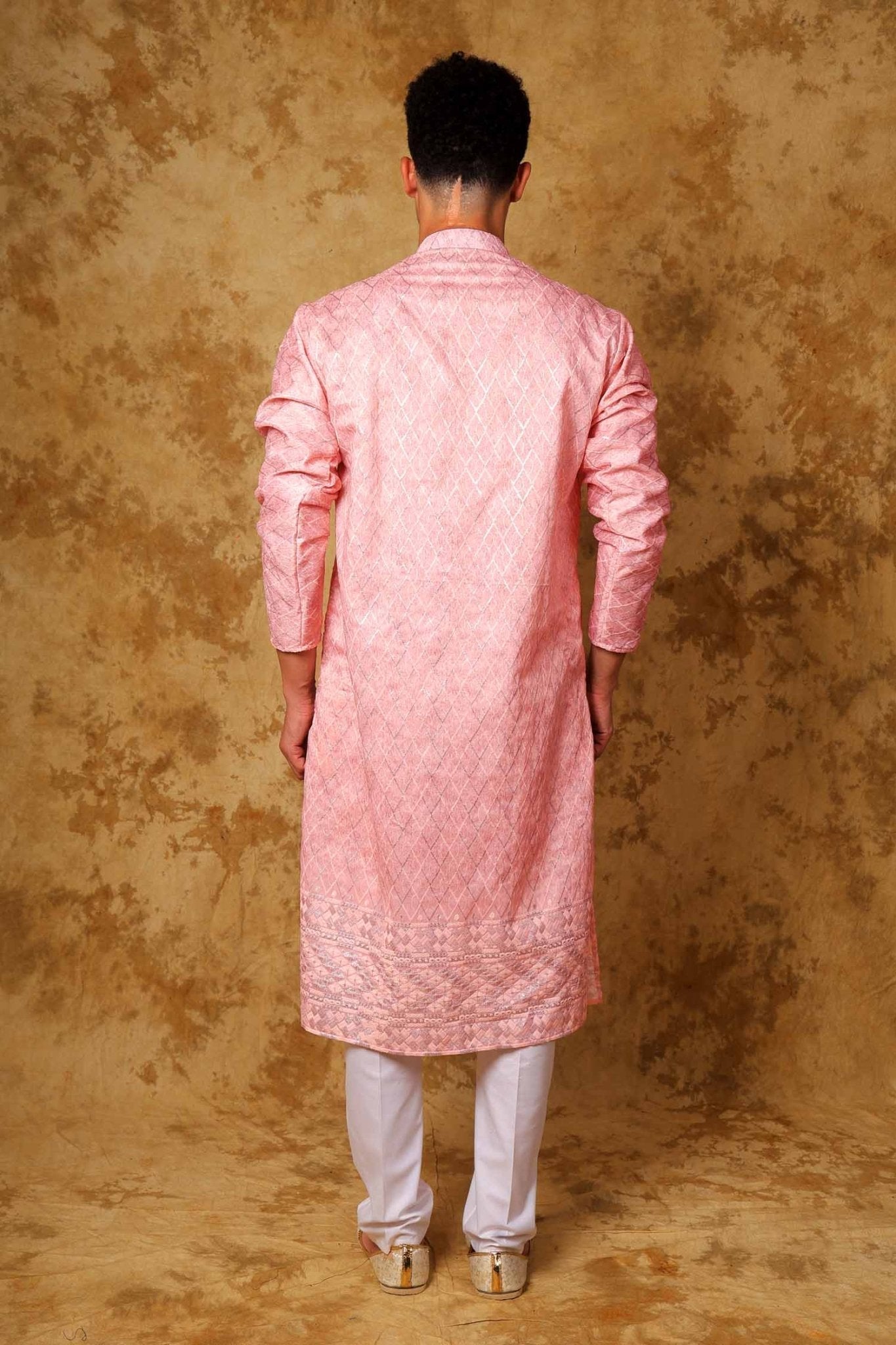 Bluesaanchi Zari Work Pink Kurta with Trouser Pajama | Swadesiicart