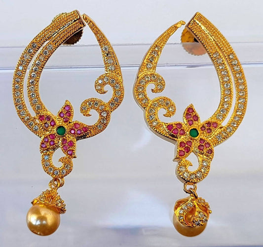 Multicolor Cz Designer Earrings - Mokshi Collections