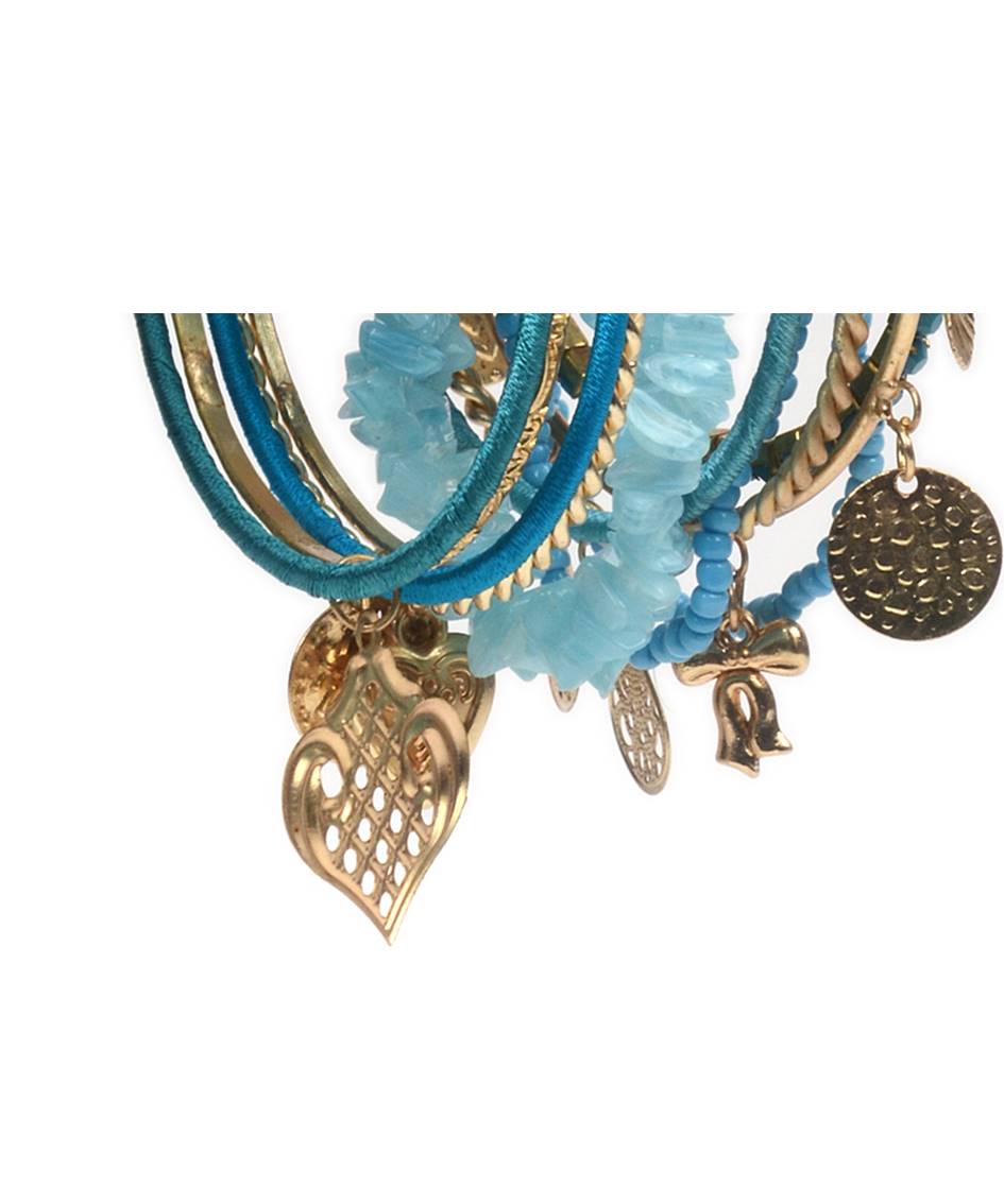 Gold-Polished Alloy Designer Blue Stone Bracelet Bangle Set - The Pari - Swadesiicart