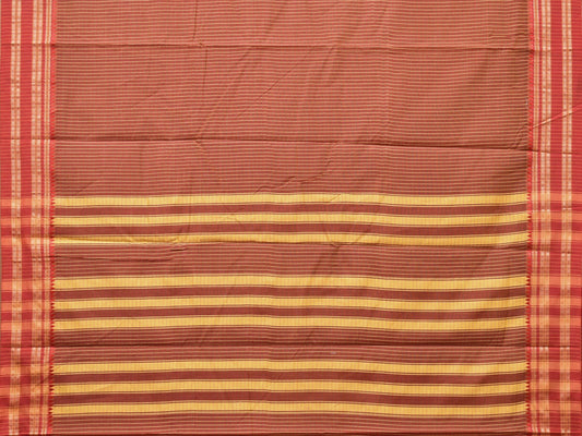Brown and Rust Bamboo Cotton Saree with Checks Design No Blouse - Global Threads | Swadesiicart