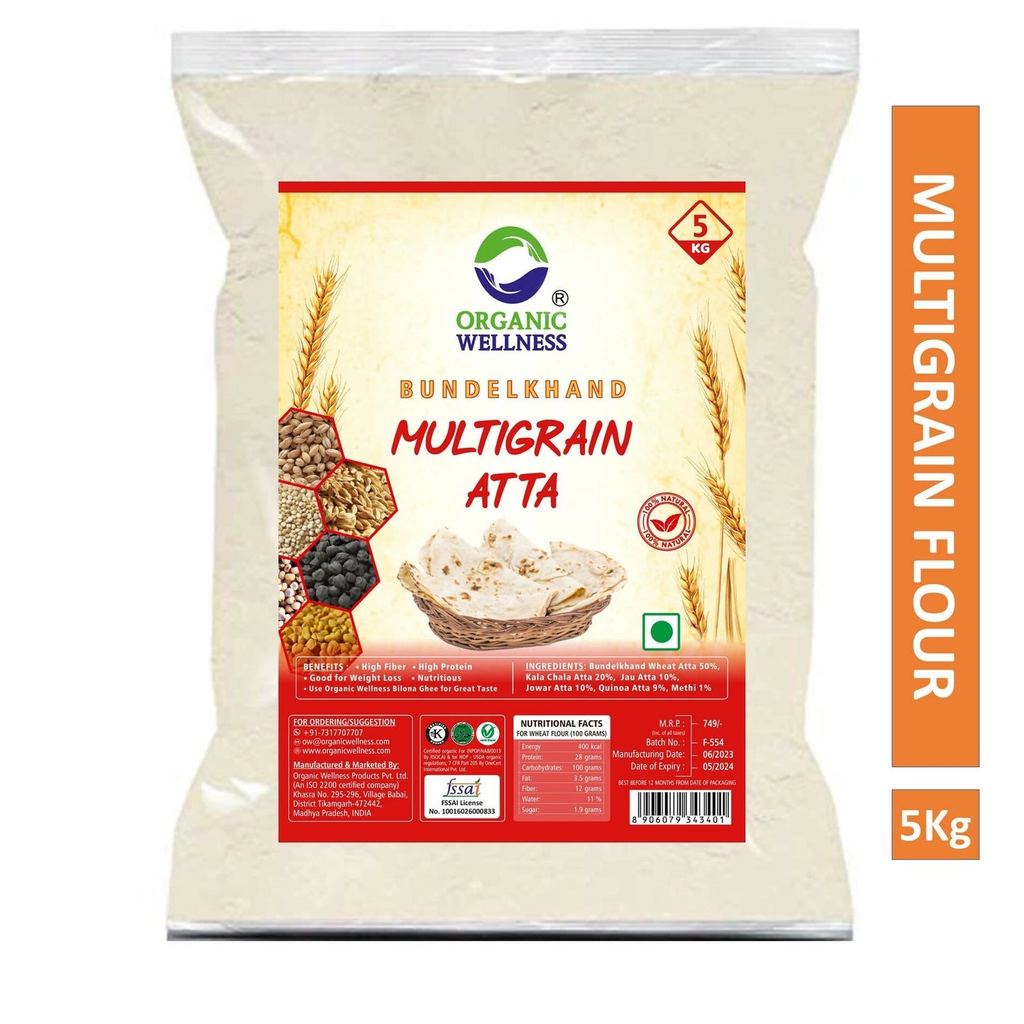 Organic Wellness Bundelkhand Whole Wheat Multigrain Atta - Swadesiicart