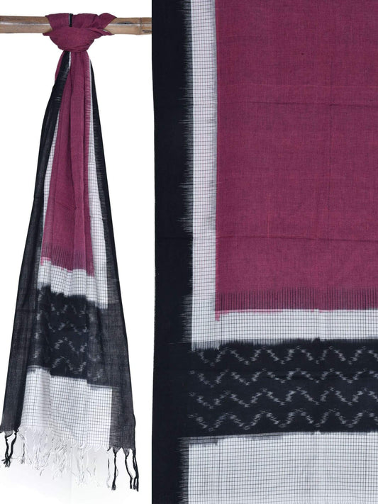Burgundy Pochampally Ikat Cotton Handloom Stole - Global Threads | Swadesiicart