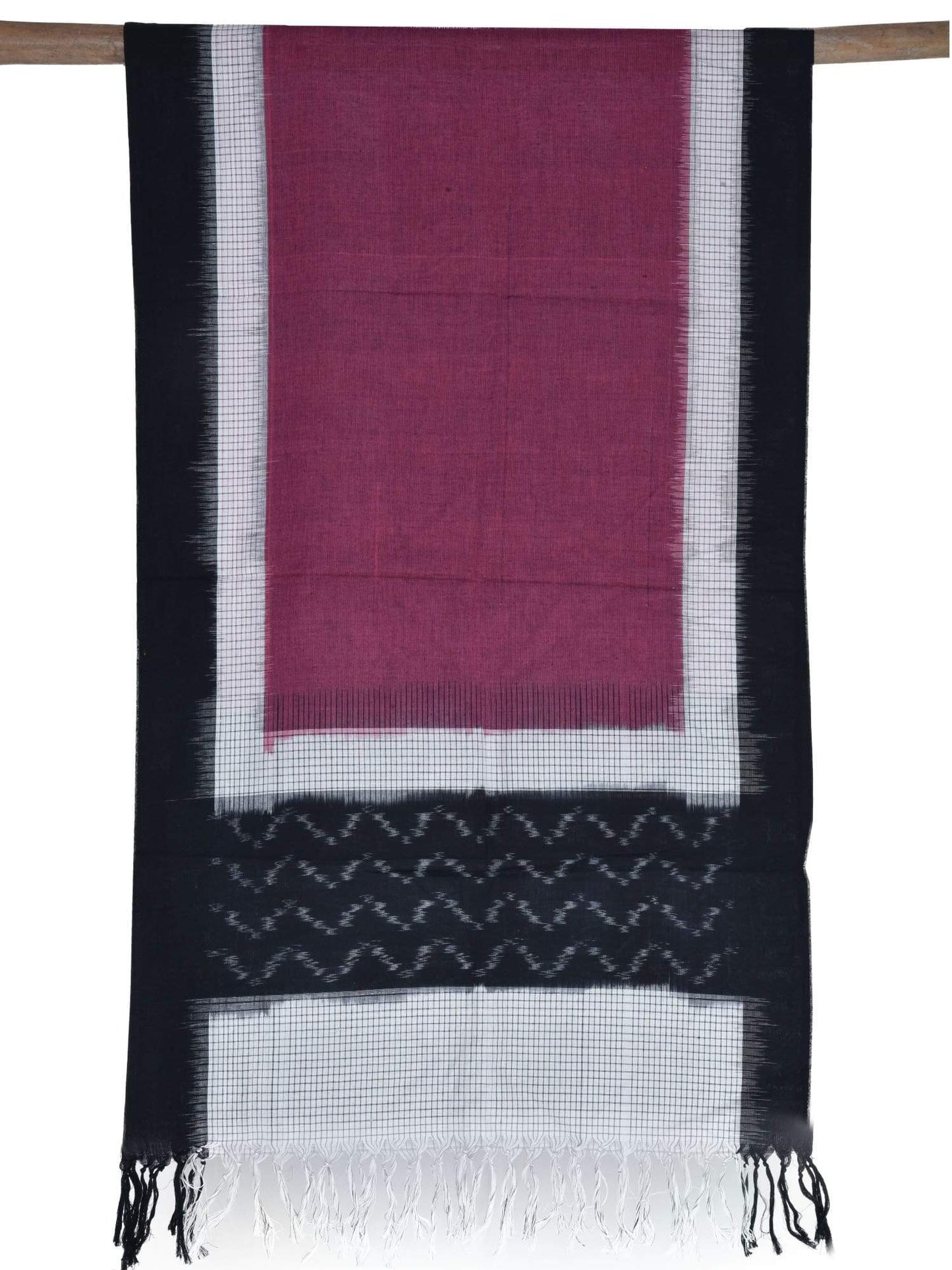 Burgundy Pochampally Ikat Cotton Handloom Stole - Global Threads | Swadesiicart