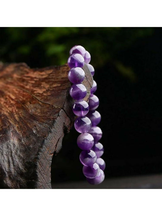 NVR Natural Round Amethyst Semi Precious Gemstone Bracelet