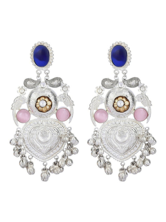 Joban Fashion Women Ghungroo Style Silver Tone Earrings | Swadesiicart