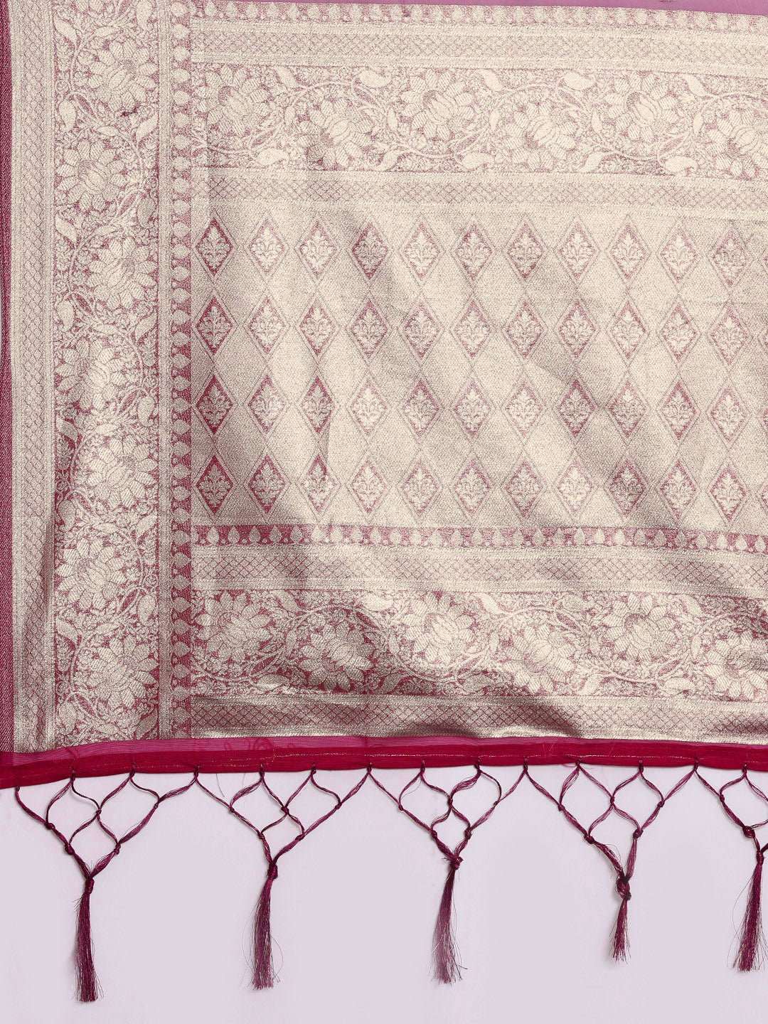 Saree Mall Magenta Ethnic Motifs Zari Organza Banarasi Saree | Swadesiicart