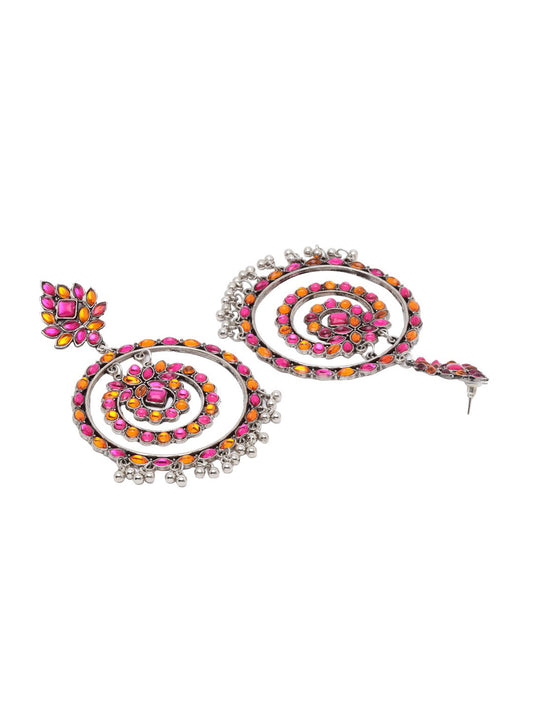 Shining Diva Multicoloured Oxidised Contemporary Drop Earrings