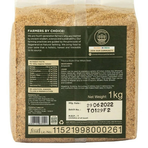 Two Brothers Organic Farms Amaranth Millets - Swadesiicart