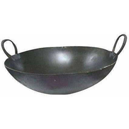 Iron Kadhai with Handle (Black, Medium) - Swadesiicart