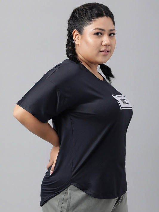 MKH Plus Size Typography Printed Relaxed Fit Dri-FIT T-shirt - Swadesiicart