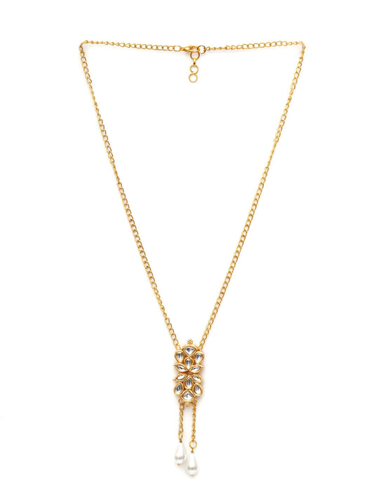 Long Kundan Neckpiece (Gold) - Ruby Raang