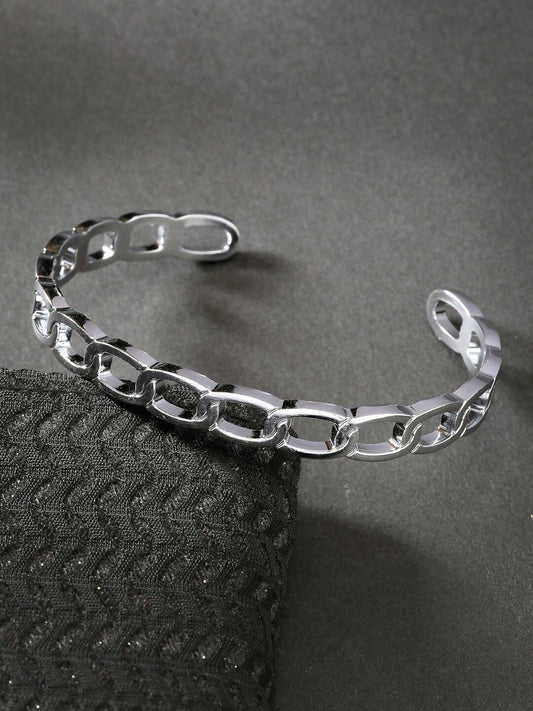 NVR Men's Set of 2 Rhodium-Plated Metal Cuff Bracelet