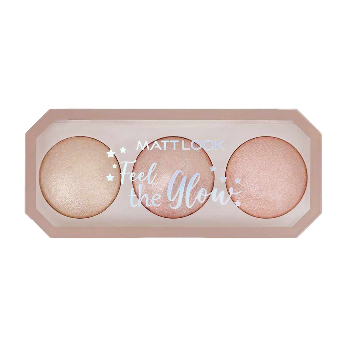 Matt Look Feel The Glow Baked Shimmer Highlighter Trio Palette - 03 Super Vibes - Swadesiicart