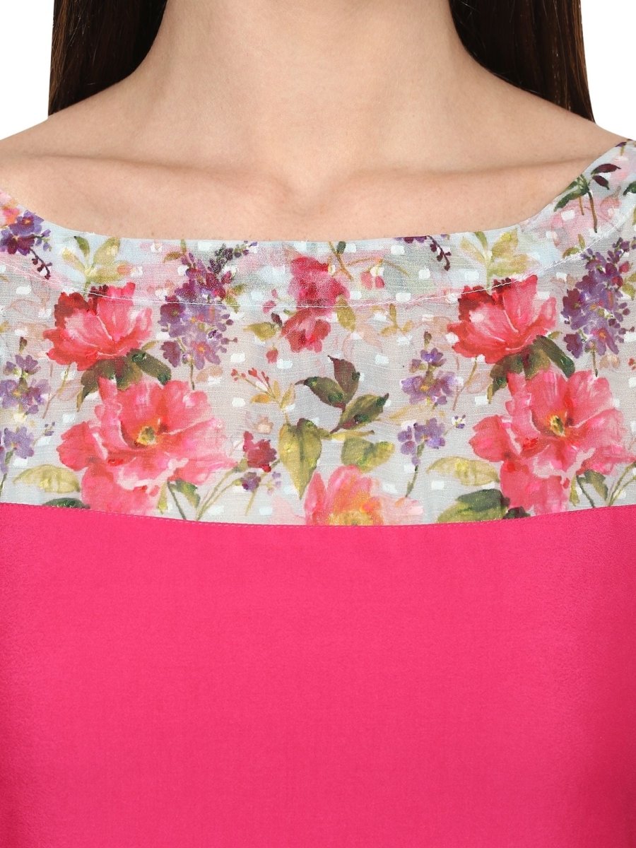 Ahalyaa Women's Pink Chanderi Printed Kurta | Swadesiicart