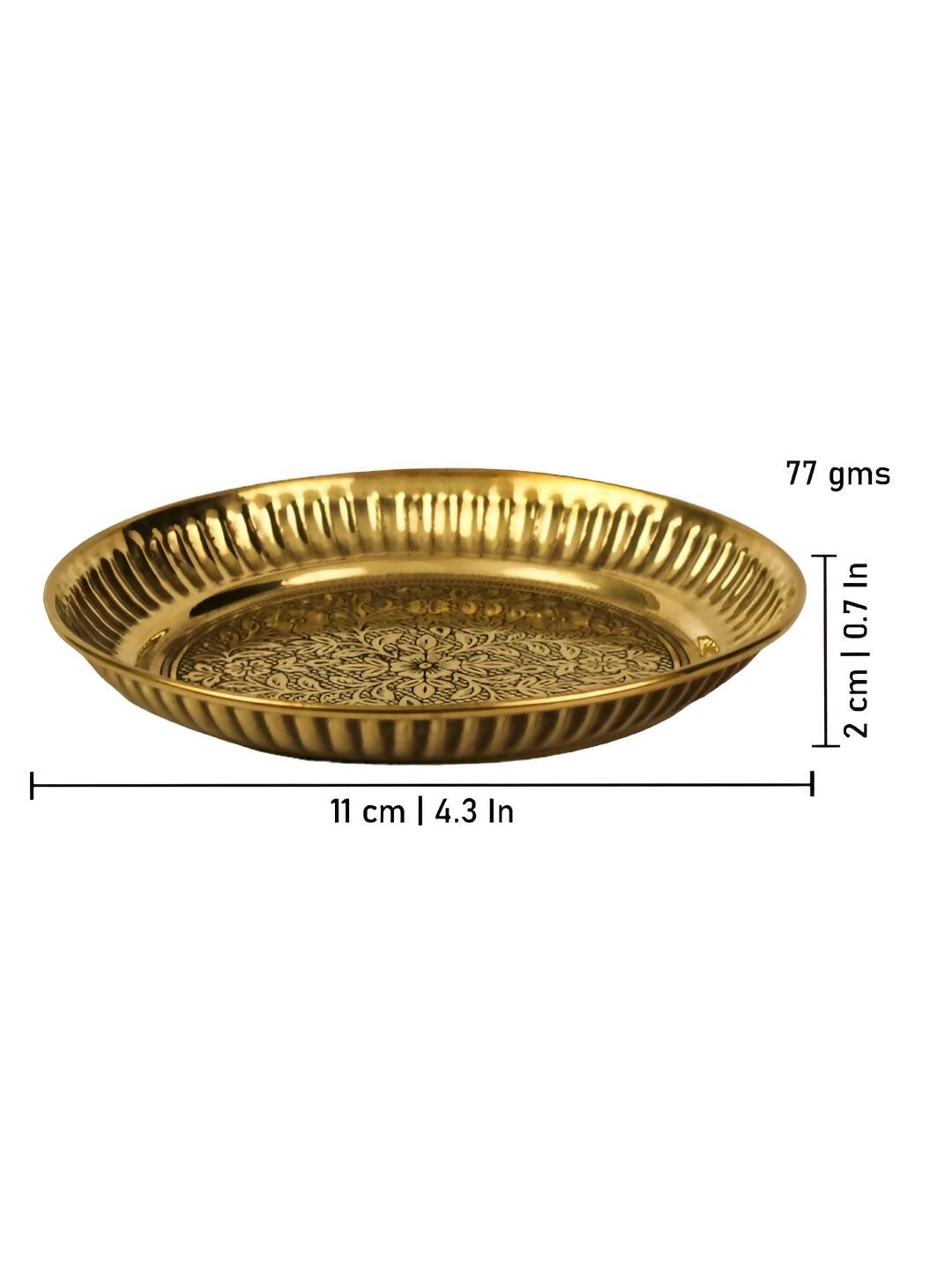Spillbox Gold-Toned Brass Textured Thali Pooja Essential | Swadesiicart