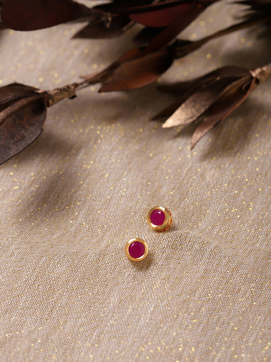 Maroon Circular Studs Earrings - Ruby Raang - Ruby Raang Studio