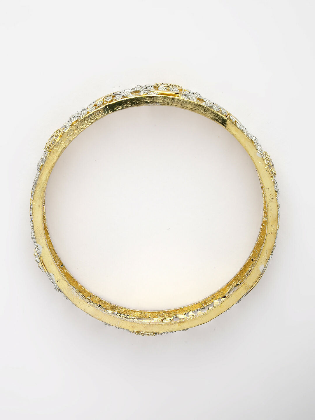 NVR Women's Set of 2 Gold-Polished American Diamond Emblished Handcrafted Bangles - Swadesiicart
