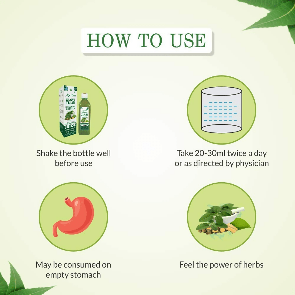 Axiom Pure Tulsi Giloy Stem Juice - Swadesiicart