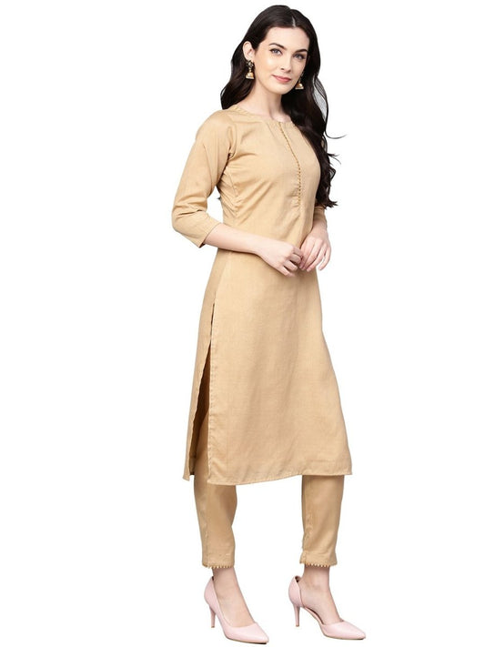 Ahalyaa Women's Faux Silk Kurta Pant Set with Traditional Bandhini Print Dupatta | Swadesiicart